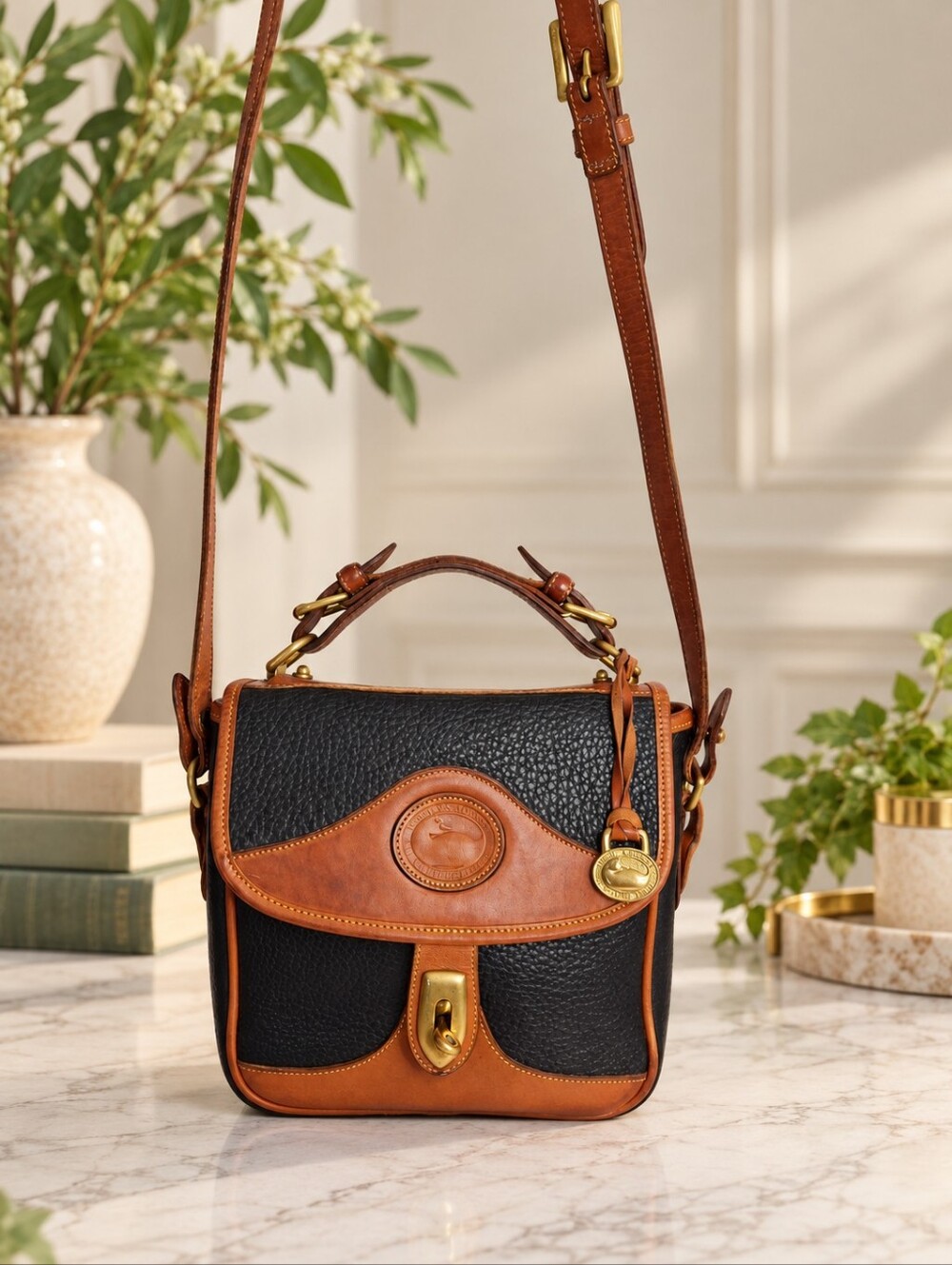 Dooney & Bourke Vintage Made in USA AWL Square Carrier Crossbody Bag